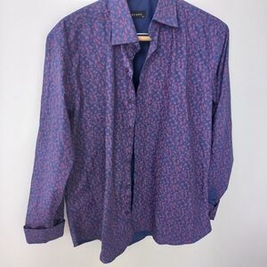 Legato Men's Blue/Pink Casual Button Down Shirt Size XL US